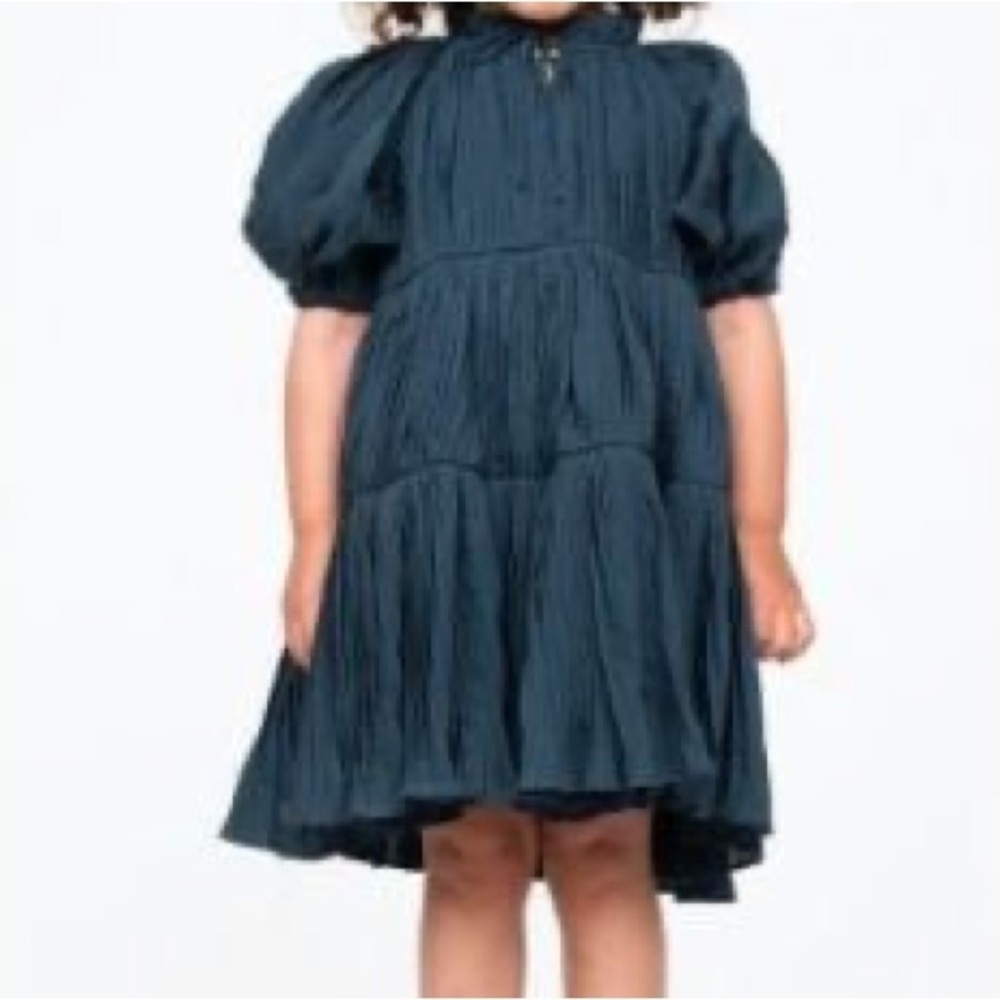 Sea New York Green Puff Sleeve Tiered Pleated Dress size 3-5yrs